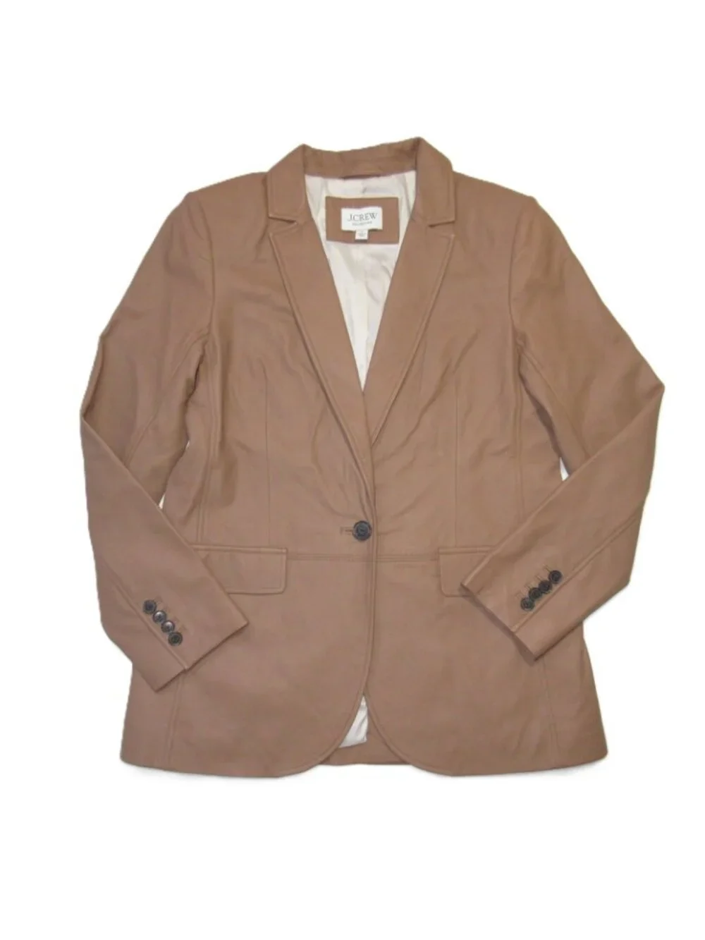 NWoT J.Crew Collection Alfie Blazer in Camel Champagne Lamb Leather Jacket 6